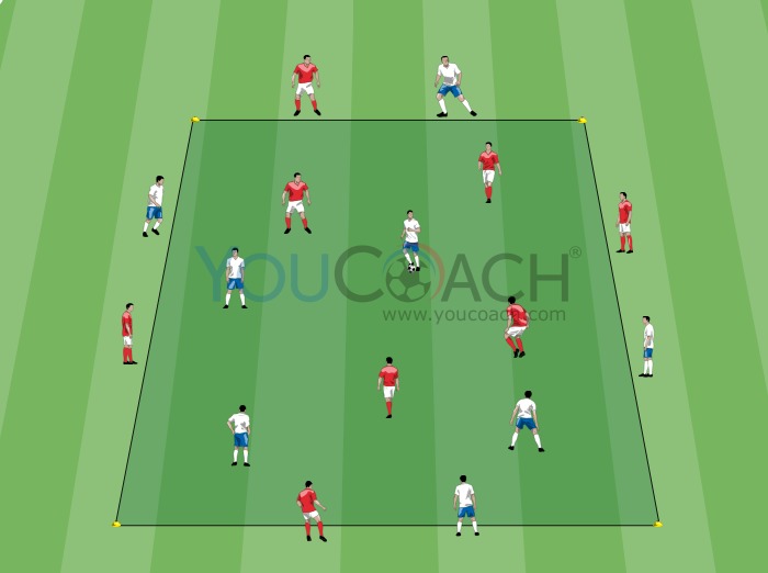 4 + 4 vs 4 + 4: Posse de bola entrando e saindo