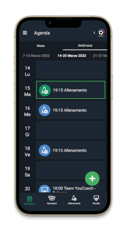 Agenda del calciatore su YouCoachApp Agenda del calciatore su YouCoachApp