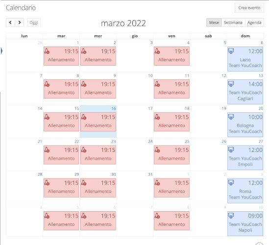 Calendario youcoachapp allenamenti e partite Calendario youcoachapp allenamenti e partite