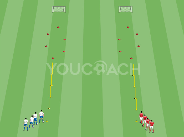Wettrennen im Dribbling und Präzisionsschießen