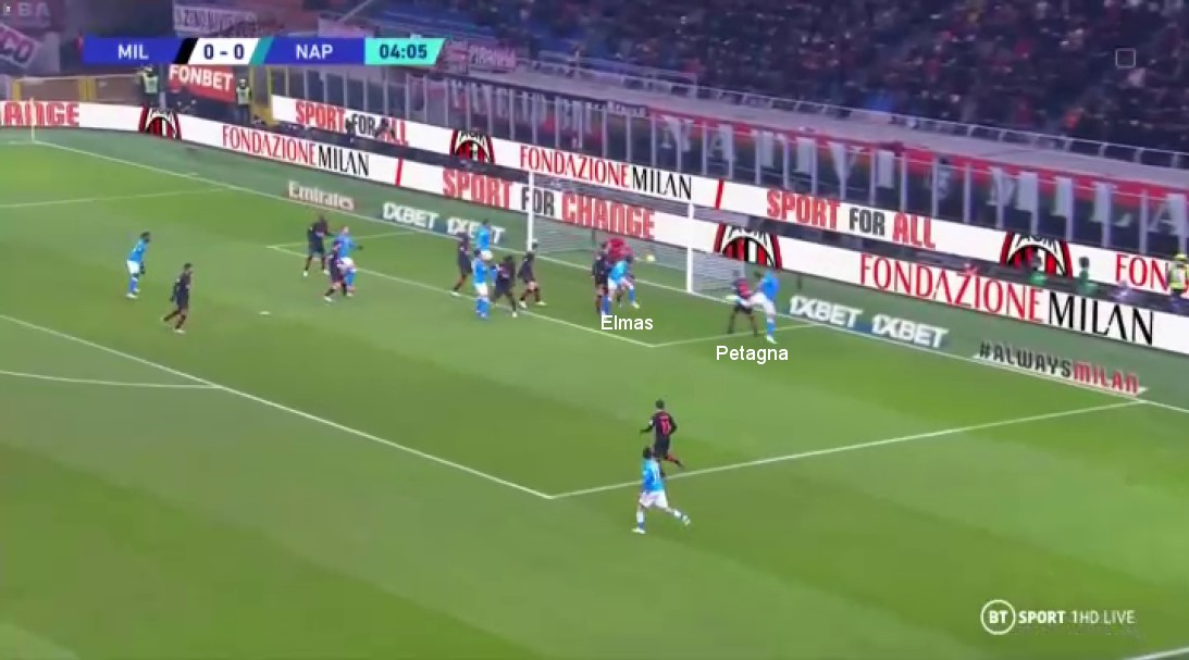 Gol di Elmas calcio d'angolo Milan Napoli Gol di Elmas calcio d'angolo Milan Napoli