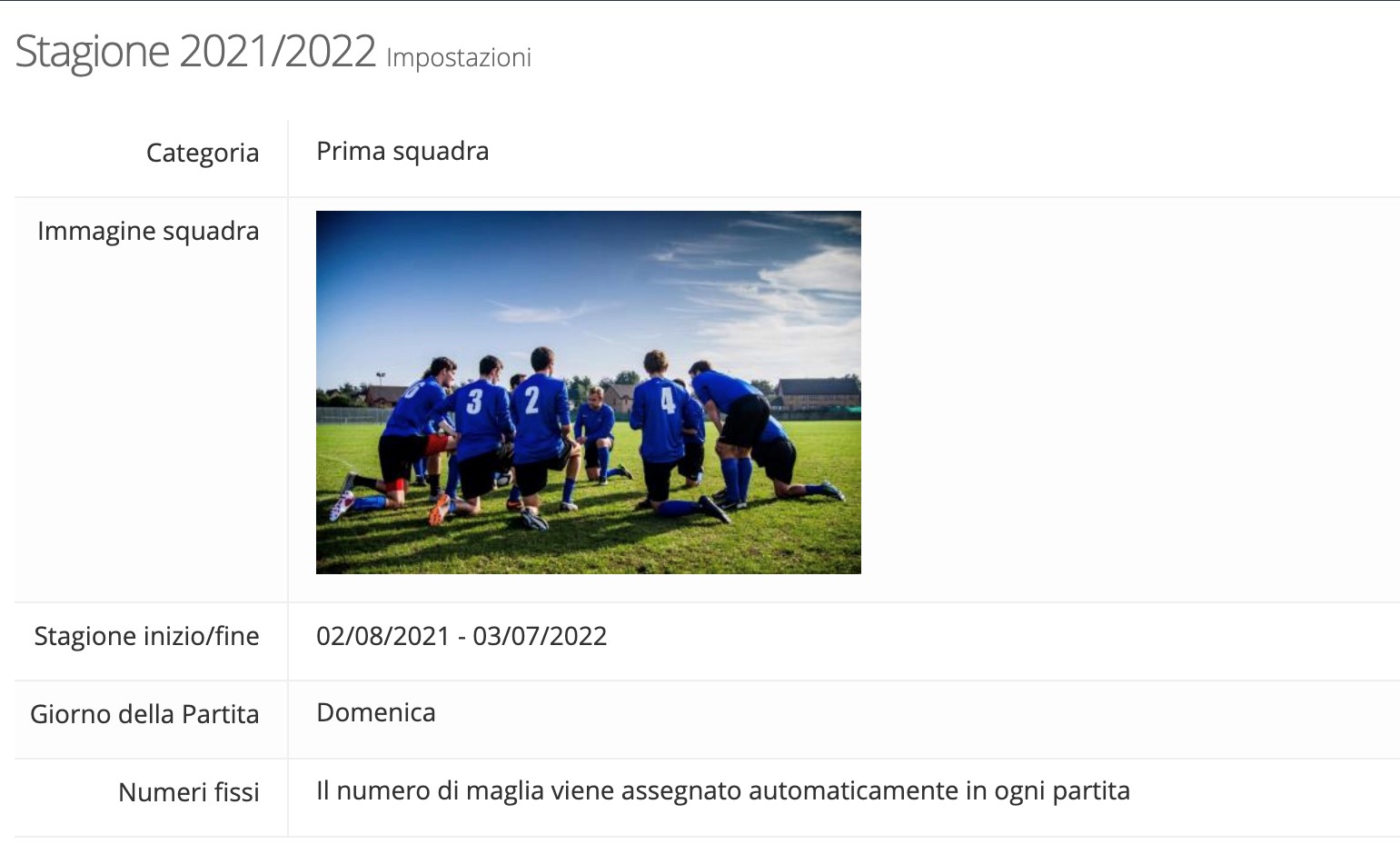 Imposta dettagli stagione YouCoachApp Imposta dettagli stagione YouCoachApp