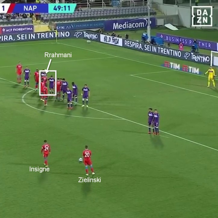 Insigne Zielinski punizione Fiorentina Napoli Serie A Insigne Zielinski punizione Fiorentina Napoli Serie A