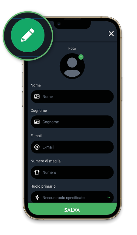 Modifica il profilo del giocatore con YouCoachApp Modifica il profilo del giocatore con YouCoachApp