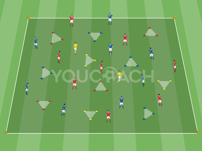 Ballbesitz 8 gegen 8 + 2 Joker: orientierte Ballkontrolle und kognitives Training