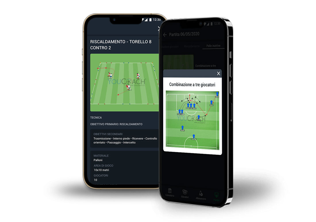 YouCoachApp mobile - Scegli il riscaldamento  e i calci piazzati  
