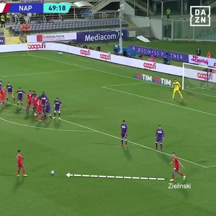 Punizione Zielinski Napoli fiorentina 2021 2022 Punizione Zielinski Napoli fiorentina 2021 2022